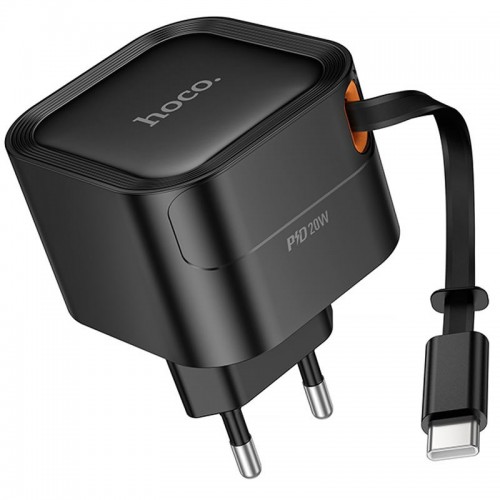 МЗП Hoco C153A Changer With Retractable Cable Type-C PD20W Black