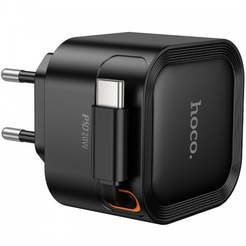 МЗП Hoco C153A Changer With Retractable Cable Type-C PD20W Black