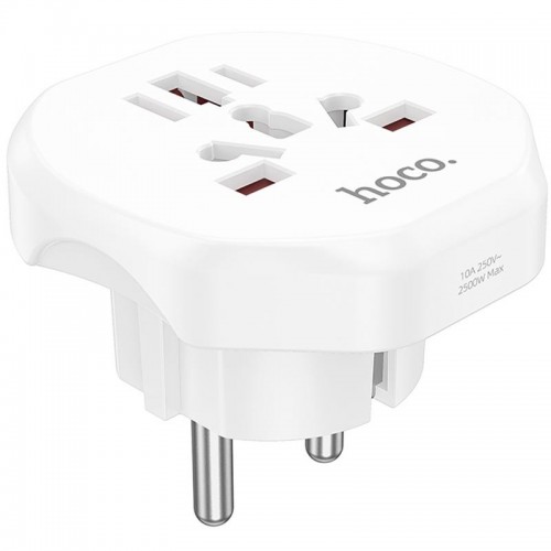 Сетевой універсальний перехідник Hoco AC6 3in1 (EU) White