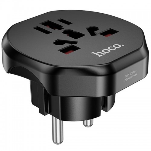 Сетевой універсальний перехідник Hoco AC6 3in1 (EU) Black