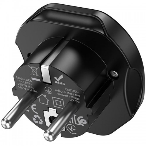 Сетевой універсальний перехідник Hoco AC6 3in1 (EU) Black