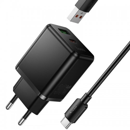 МЗП Hoco C157A Smart PD30W+QC3.0 (1USB-A/1C) + кабель USB to Type-C Black