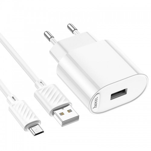 МЗП Hoco C109A Fighter 10.5W (1USB-A) + кабель USB to MicroUSB White