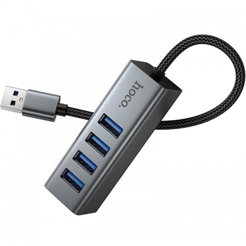 Переходник HUB Hoco HB1B 4in1 (USB to 4xUSB 3.0) (1m) Metal gray