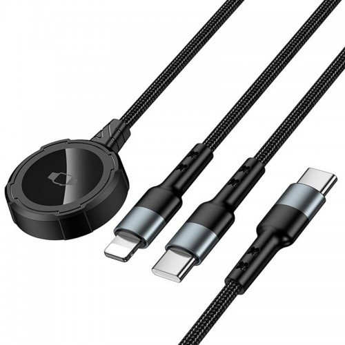 Дата кабель Hoco CW64 3in1 Type-C to iWatch/Lightning/Type-C 15W (1.2m) Black