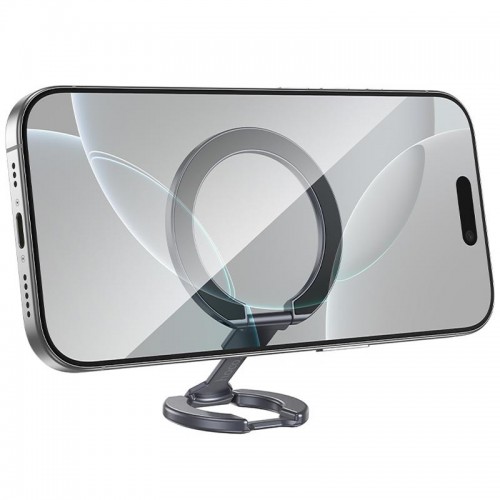 Магнітний тримач для телефону Hoco GH9 Double-ring Metal gray
