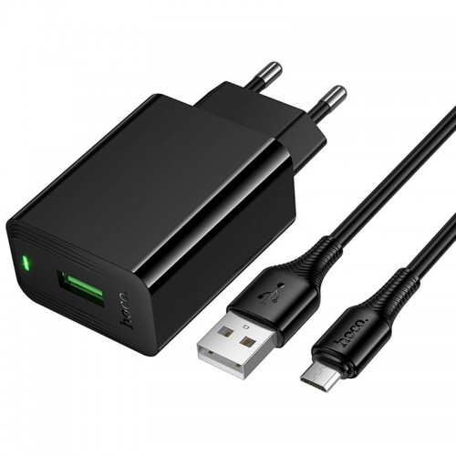 МЗП Hoco CS92A Leader 18W+QC3.0 (1USB-A) + кабель USB to MicroUSB Black