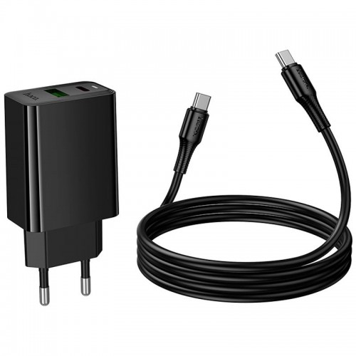 СЗУ Hoco CS95A Leader PD30W+QC3.0 (1USB-A/1C) + кабель Type-C to Type-C Black