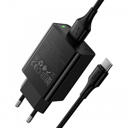МЗП Hoco CS92A Leader 18W+QC3.0 (1USB-A) + кабель USB to Type-C Black