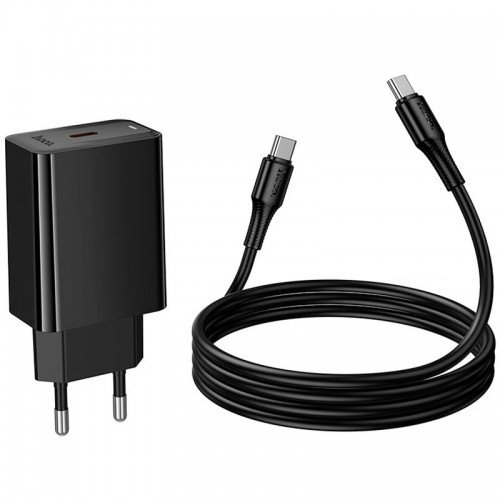 МЗП Hoco CS93A Leader PD20W (1USB-C) + кабель Type-C to Type-C Black