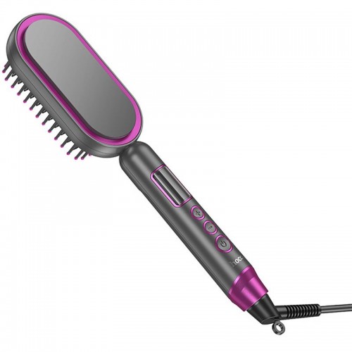Гребінець-випрямляч Hoco HP44 Electric straightening hair comb with digital display Rose Red