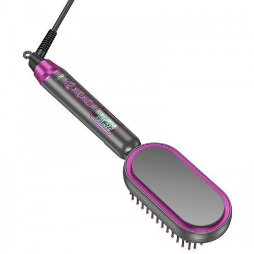 Гребінець-випрямляч Hoco HP44 Electric straightening hair comb with digital display Rose Red