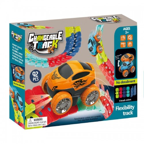 Інтерактивний трек з інерційною машинкою SHT 188 Changeable Trak (92pcs/1CAR) Colorful