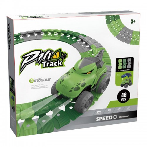 Інтерактивний трек з інерційною машинкою SHT 5510-8 Dino Trak (46pcs/1CAR) Green