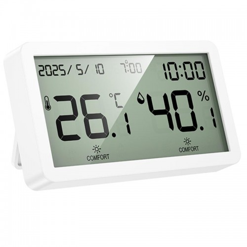 Електронний термогігрометр + годинник Hoco HX42 Indoor White