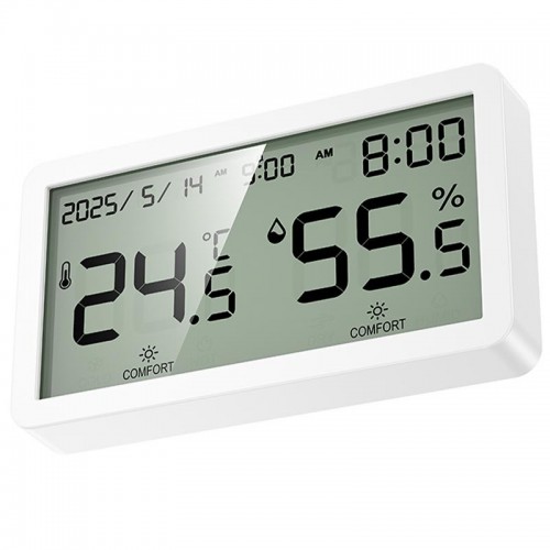 Електронний термогігрометр + годинник Hoco HX42 Indoor White