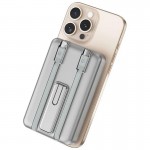 Повербанк MagSafe+iWatch Wiwu Wi-P056 10000mAh 22.5W с 2 кабелями Type-C/Lightning та тримачем Silver