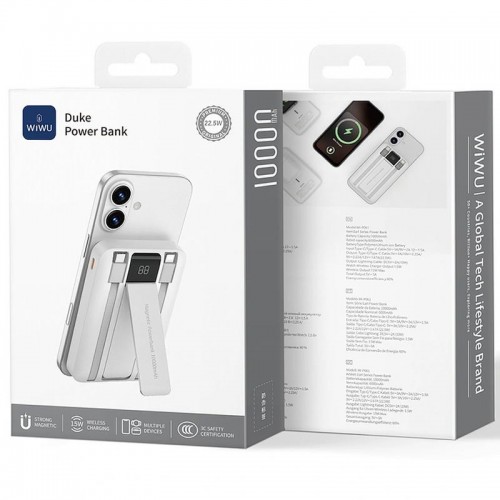 Power Bank WIWU Wi-P061 22.5W+PD20W з БЗП+iWatch with cable 10000 mAh White