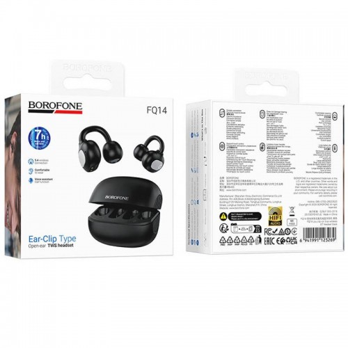 Бездротові TWS навушники Borofone FQ14 Joy clip-on Black