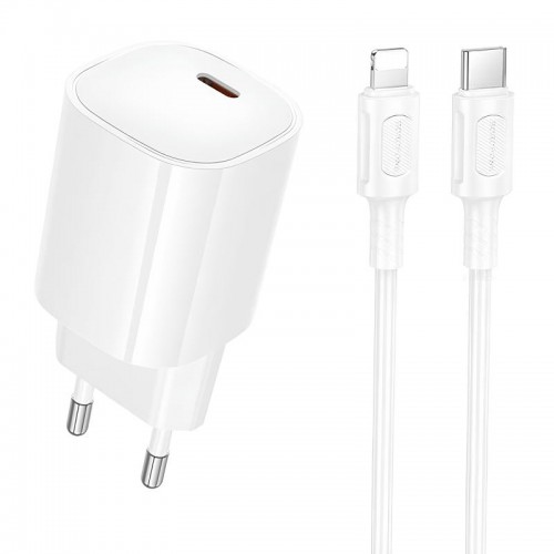 МЗП Borofone BA103A Pudding PD20W (1USB-C) + кабель Type-C to Lightning White