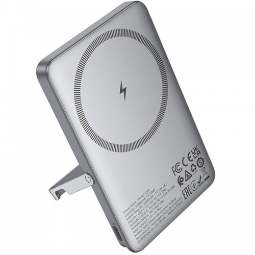 Портативний ЗП Power Bank Hoco Q36 Sunlight magnetic suction+holder PD20W з БЗП 5000 mAh Metal grey