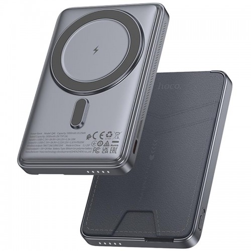 Портативний ЗП Power Bank Hoco Q46 Title PD20W з БЗП+card holder 5000 mAh Silver grey