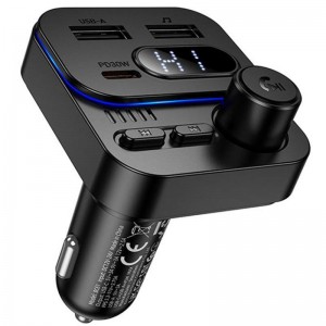 АЗУ FM модулятор Borofone BC61 Ocean PD30W+QC3.0 total 45W (2USB-A/1C) Black