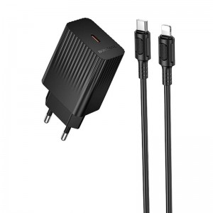 СЗУ Borofone BAS75A Source PD30W (1USB-C) + кабель Type-C to Lightning Black