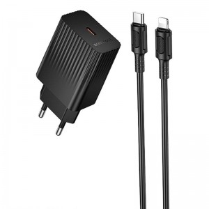 СЗУ Borofone BAS73A Source PD20W (1USB-C) + кабель Type-C to Lightning Black