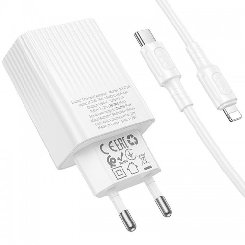 СЗУ Borofone BAS73A Source PD20W (1USB-C) + кабель Type-C to Lightning White