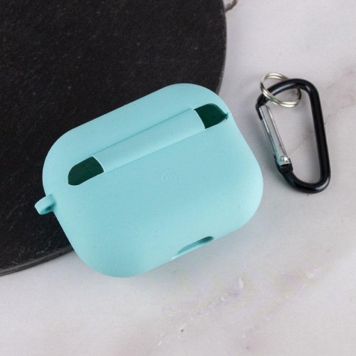 Силиконовый футляр с микрофиброй для наушников Airpods Pro 3 Бірюзовий / Marine Green