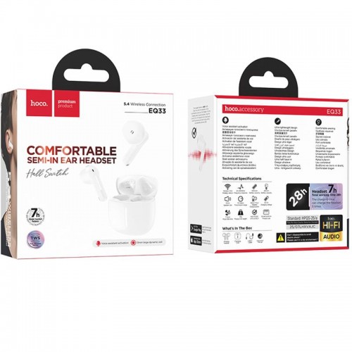 Беспроводные TWS наушники Hoco EQ33 Gem (App) White