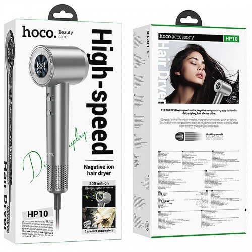 Фен для волос Hoco HP10 with digital display (1600W) Gray