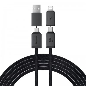 Дата кабель Baseus Versatile Two-for-Two USB/Type-C to Type-C/Lightning 60W (2m) (P10383000) Cluster Black