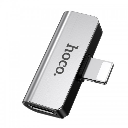 Переходник Hoco LS24 Lightning to lightning audio/lightning Сталевий