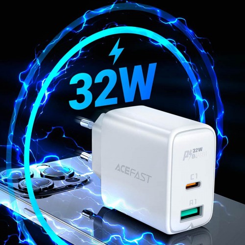 СЗУ Acefast A5 PD32W+QC3.0 (1USB-A/1C) White