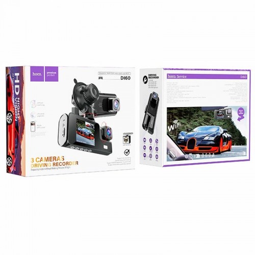 Відеореєстратор Hoco DI60 2-inch display with rear camera (1280+720P) Black
