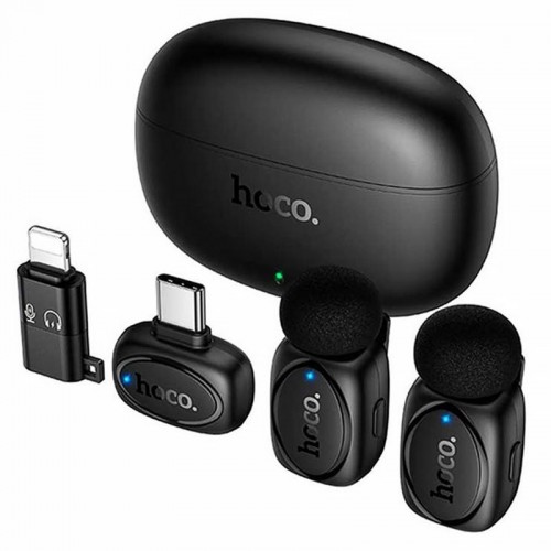Петличный беспроводной микрофон Hoco L19 Graceful dual-mic 2in1 (Lightning/Type-C) Black