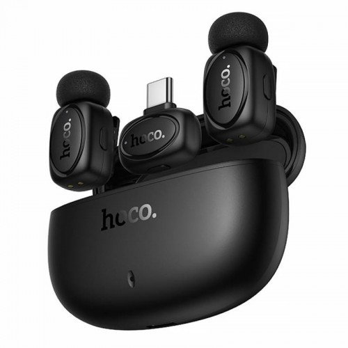 Петличный беспроводной микрофон Hoco L19 Graceful dual-mic 2in1 (Lightning/Type-C) Black