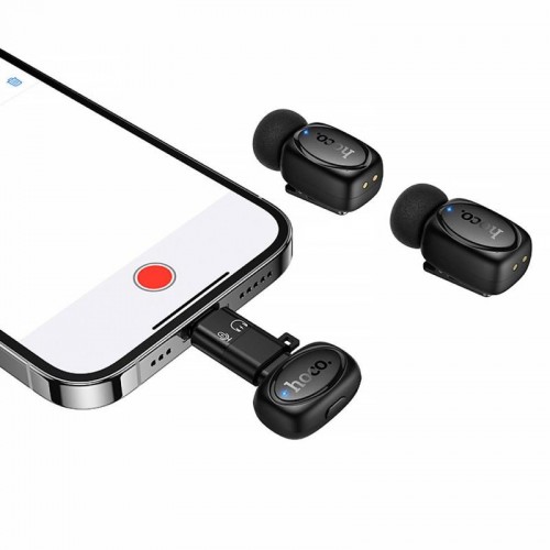 Петличный беспроводной микрофон Hoco L19 Graceful dual-mic 2in1 (Lightning/Type-C) Black