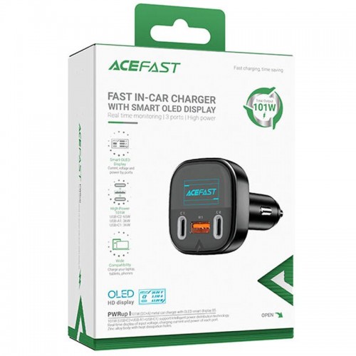 АЗП Acefast B5 PD36W+QC4.0 total 101W (1USB-A/2C) Black