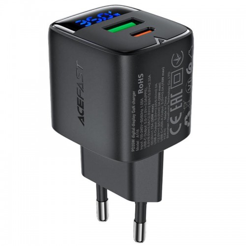 СЗУ Acefast A116 PD35W+QC3.0 GaN (1USB-A/1C) Black