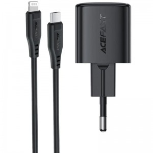 СЗУ Acefast A118 PD30W GaN (1USB-C) + кабель Type-C to Lightning Black