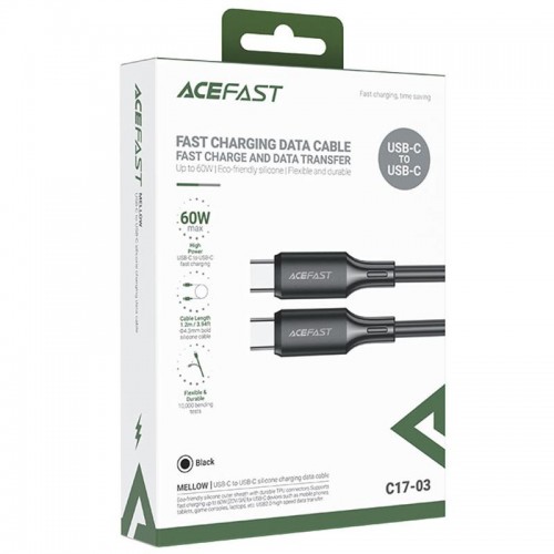 Дата кабель Acefast C17-03 Type-C to Type-C 60W (1.2m) Black