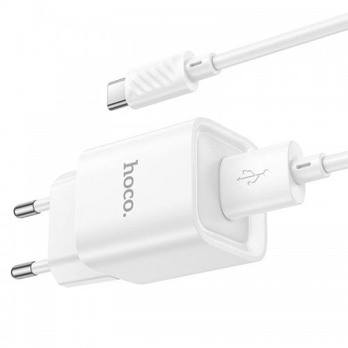 МЗП Hoco C145A Charm QC3.0 18W (1USB-A) + кабель USB to Type-C White