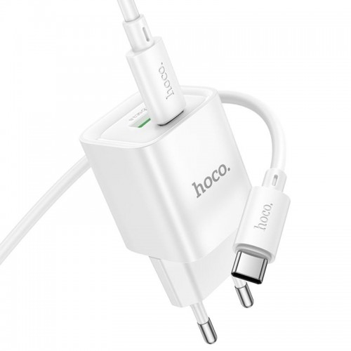 МЗП Hoco C147A PD20W+QC3.0 (1USB-A/1C) + кабель Type-C to Type-C White