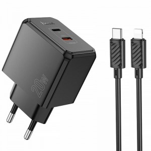 СЗУ Hoco CS16A Wish PD20W (1USB-C/1L) + кабель Type-C to Lightning Black