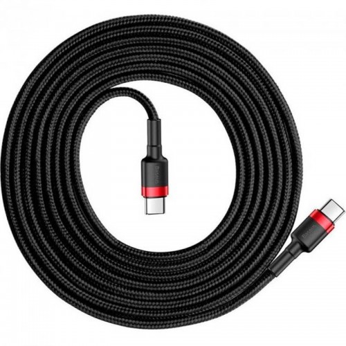 Дата кабель Baseus Cafule Type-C to Type-C Cable PD 2.0 60W (2m) (CATKLF-H) Чорний / Червоний
