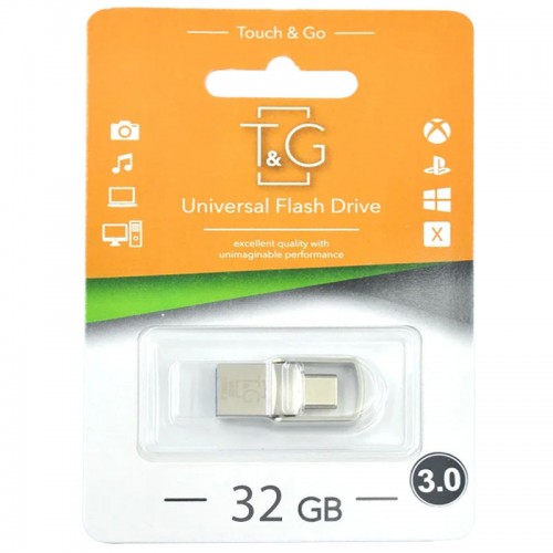 Флеш-накопитель T&G 104 Metal Series 2in1 USB 3.0 (USB-A/C) — 32GB Срібний