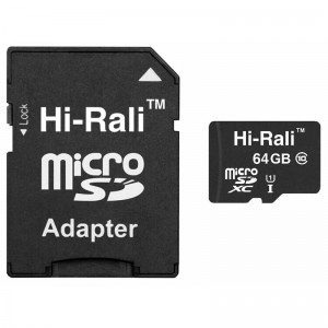 Карта пам'яті Hi-Rali (UHS-1) microSDXC Class 10 - 64GB (з адаптером) Чорний